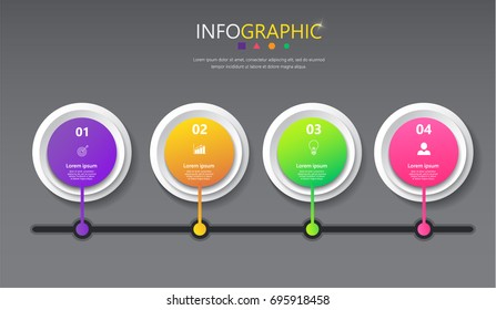 timeline Infographic presentation template,3D Business concept with 4 steps or processes, can be used for workflow layout, diagram, annual report, web design.Creative banner,label vector