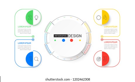 Timeline infographic process chart. Business concept with 4 steps, options, design with marketing icons. Vector template for presentation.