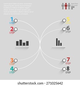 Timeline Infographic in retro style with diagrams and text