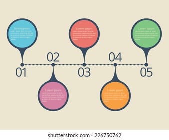 Timeline infographic in retro style.  Vector, EPS 8.