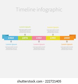 Timeline Infographic Ribbon Text Template Flat Stock Vector (Royalty ...