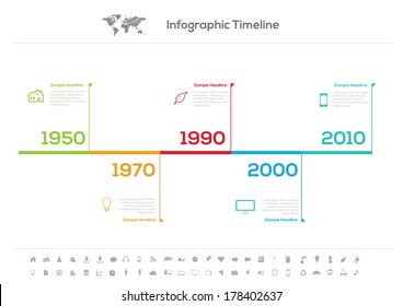 Timeline Infographic. With set of Icons. Vector design template.