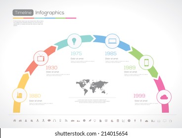 Timeline Infographic. With set of Icons. Vector design template.