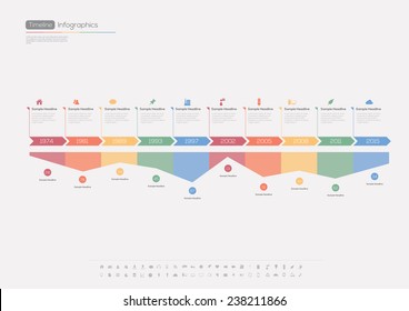 Timeline Infographic. With set of Icons. Vector design template.