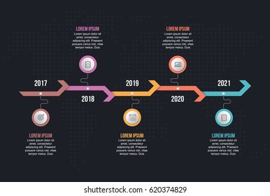 Timeline Infographic. With set of Icons. Vector design template.