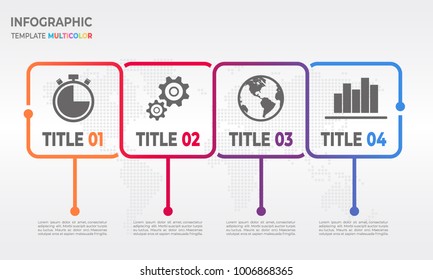 Timeline infographic square design with 4 process options