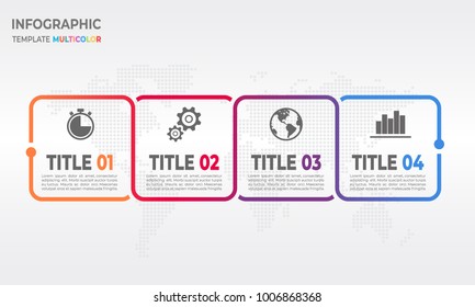 Timeline Infographic Square Design With 4 Process Options