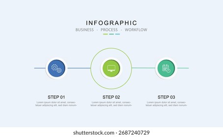 Timeline infographic template. 3 Step timeline infographics template. Business concept with 3 options, vector illustration