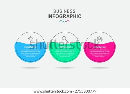 Timeline infographic template. 3 Step timeline journey, calendar Flat simple infographics design template. presentation graph. Business concept with 3 options, vector illustration.