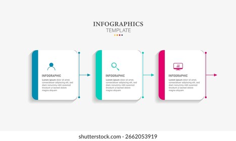 Timeline infographic template with 3 steps. Modern business concept infographics with options for brochure, diagram, workflow.