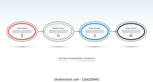 Timeline infographic template of 4 options, steps, parts. Can be used for web design, diagram, chart, graph, business presentation.