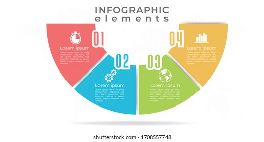 Timeline Infographic Template 4 Options. Half Circle Style.