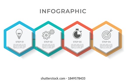 Plantilla infográfica de línea de tiempo 4 pines o paso. estilo moderno.