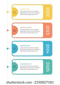 Timeline infographic template with 4 stages, vector eps10 illustration