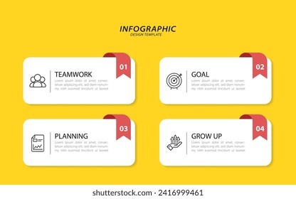 Timeline infographic template. 4 Step timeline journey, calendar Flat simple infographics design template. presentation graph. Business concept with 4 options, vector illustration.