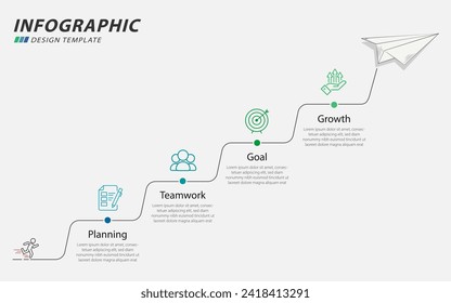 Timeline infographic template. 4 Step timeline journey, calendar Flat simple infographics design template. presentation graph. Business concept with 4 options, vector illustration.