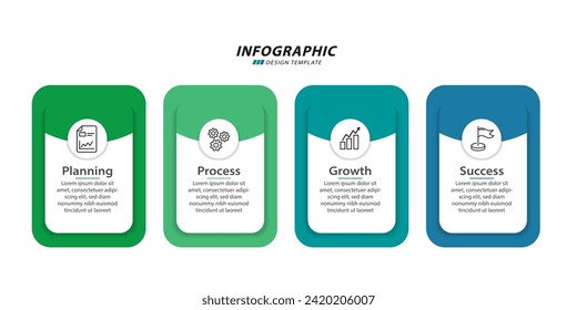 Timeline infographic template. 4 Step timeline journey, calendar Flat simple infographics design template. presentation graph. Business concept with 4 options, vector illustration.