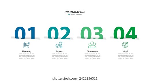 Timeline infographic template. 4 Step timeline journey, calendar Flat simple infographics design template. presentation graph. Business concept with 4 options, vector illustration.