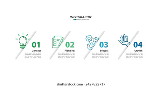 Timeline infographic template. 4 Step timeline journey, calendar Flat simple infographics design template. presentation graph. Business concept with 4 options, vector illustration.