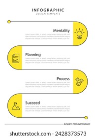 Timeline infographic template. 4 Step timeline journey, calendar Flat simple infographics design template. presentation graph. Business concept with 4 options, vector illustration.