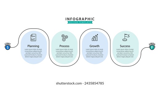 Timeline infographic template. 4 Step timeline journey, calendar Flat simple infographics design template. presentation graph. Business concept with 4 options, vector illustration.