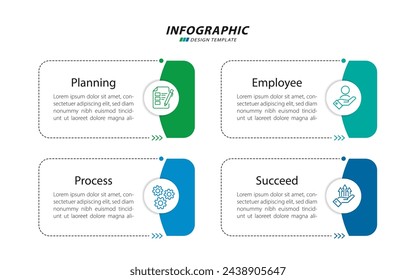 Plantilla de infografía de escala de tiempo. Recorrido de la línea de tiempo de 4 pasos, calendario Plantilla de diseño de infografías simples planas. Concepto de negocio con 4 opciones, ilustración vectorial.