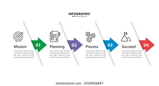 Plantilla de infografía de escala de tiempo. Recorrido de la línea de tiempo de 4 pasos, calendario Plantilla de diseño de infografías simples planas. Concepto de negocio con 4 opciones, ilustración vectorial.