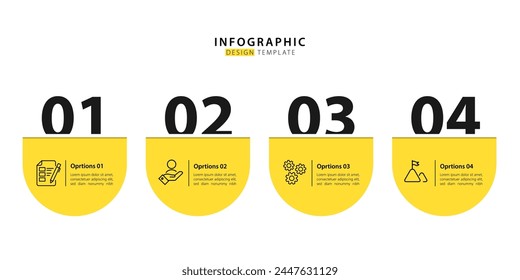 Plantilla infográfica de línea de tiempo. Viaje de línea de tiempo de 4 pasos, calendario Plantilla de diseño de infografías simples planas. Concepto de negocio con 4 opciones, Ilustración vectorial.