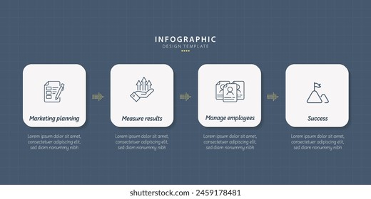 Plantilla infográfica de línea de tiempo. Viaje de línea de tiempo de 4 pasos, calendario Plantilla de diseño de infografías simples planas. Concepto de negocio con 4 opciones, Ilustración vectorial.