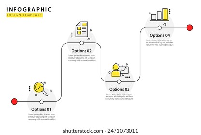 Timeline infographic template. 4 Step timeline journey, calendar Flat simple infographics design template. presentation graph. Business concept with 4 options, vector illustration.