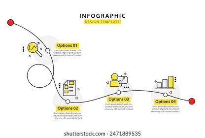 Timeline infographic template. 4 Step timeline journey, calendar Flat simple infographics design template. presentation graph. Business concept with 4 options, vector illustration.