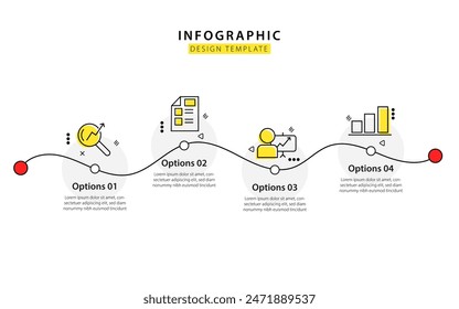 Timeline infographic template. 4 Step timeline journey, calendar Flat simple infographics design template. presentation graph. Business concept with 4 options, vector illustration.