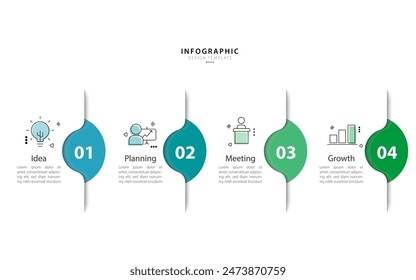 Timeline infographic template. 4 Step timeline journey, calendar Flat simple infographics design template. presentation graph. Business concept with 4 options, vector illustration.