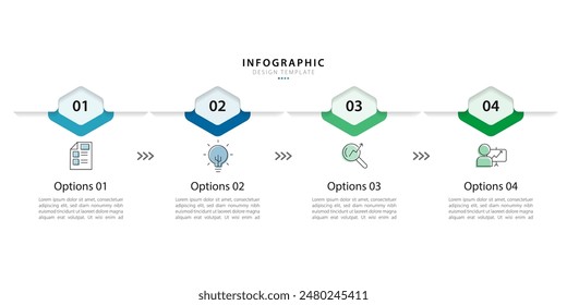 Timeline infographic template. 4 Step timeline journey, calendar Flat simple infographics design template. presentation graph. Business concept with 4 options, vector illustration.