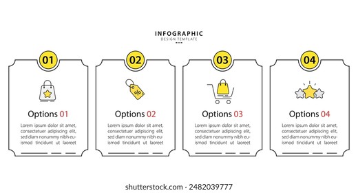 Plantilla infográfica de línea de tiempo. Viaje de línea de tiempo de 4 pasos, calendario Plantilla de diseño de infografías simples planas. Concepto de negocio con 4 opciones, Ilustración vectorial.