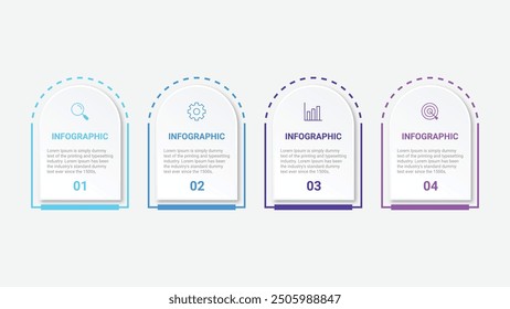 Timeline infographic template. 4 Step timeline journey, calendar Flat simple infographics design template. presentation graph. Business concept with 4 options, vector illustration.