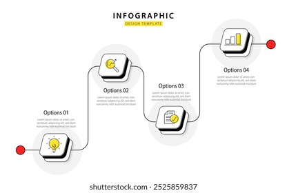 Modelo de infográfico de linha do tempo. 4 Passo viagem de linha do tempo, calendário Modelo simples de design de infográficos plano. gráfico de apresentação. Conceito de negócios com 4 opções, ilustração vetorial.