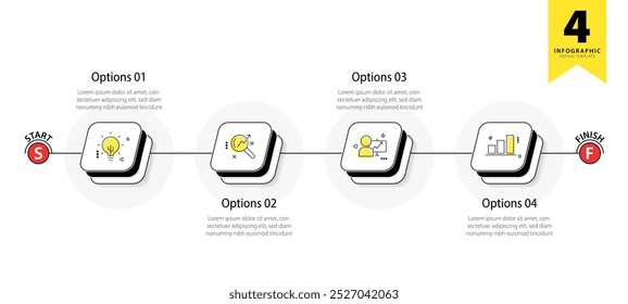 Modelo de infográfico de linha do tempo. 4 Passo viagem de linha do tempo, calendário Modelo simples de design de infográficos plano. gráfico de apresentação. Conceito de negócios com 4 opções, ilustração vetorial.