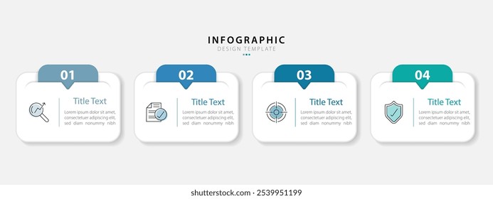 Timeline infographic template. 4 Step timeline journey, calendar Flat simple infographics design template. presentation graph. Business concept with 4 options, vector illustration.