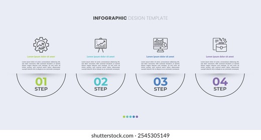 Plantilla de infografía de línea de tiempo. Viaje de la línea de tiempo de 4 pasos, Plantilla de diseño de infografías simples planas. Concepto de negocio con 4 opciones