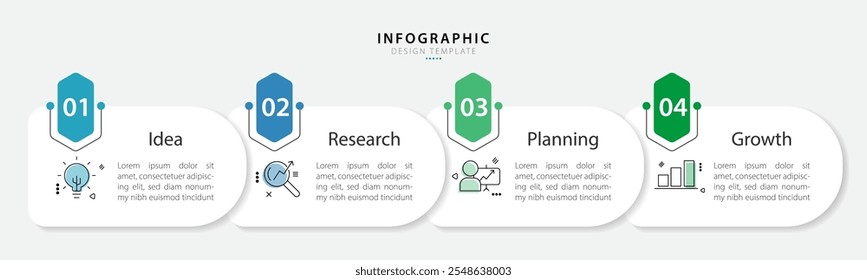 Timeline infographic template. 4 Step timeline journey, calendar Flat simple infographics design template. presentation graph. Business concept with 4 options, vector illustration.