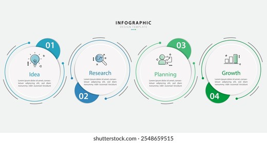 Modelo de infográfico de linha do tempo. 4 Passo viagem de linha do tempo, calendário Modelo simples de design de infográficos plano. gráfico de apresentação. Conceito de negócios com 4 opções, ilustração vetorial.