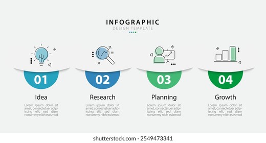 Timeline infographic template. 4 Step timeline journey, calendar Flat simple infographics design template. presentation graph. Business concept with 4 options, vector illustration.