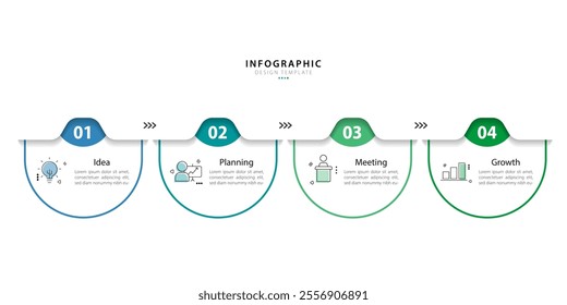 Timeline infographic template. 4 Step timeline journey, calendar Flat simple infographics design template. presentation graph. Business concept with 4 options, vector illustration.