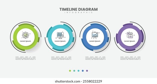 Timeline infographic template. 4 Step timeline journey, calendar Flat simple infographics design template. presentation graph. Business concept with 4 options