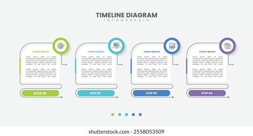 Timeline infographic template. 4 Step timeline journey, calendar Flat simple infographics design template. presentation graph. Business concept with 4 options