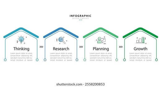 Timeline infographic template. 4 Step timeline journey, calendar Flat simple infographics design template. presentation graph. Business concept with 4 options, vector illustration.