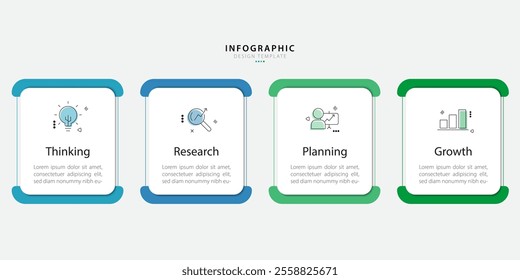 Timeline infographic template. 4 Step timeline journey, calendar Flat simple infographics design template. presentation graph. Business concept with 4 options, vector illustration.