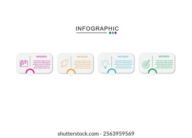 Timeline infographic template. 4 Step timeline journey, calendar Flat simple infographics design template. presentation graph. Business concept with