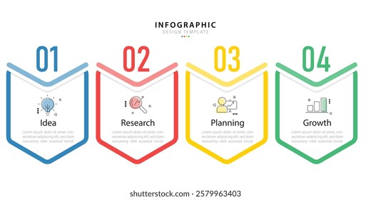 Timeline infographic template. 4 Step timeline journey, calendar Flat simple infographics design template. presentation graph. Business concept with 4 options, vector illustration.